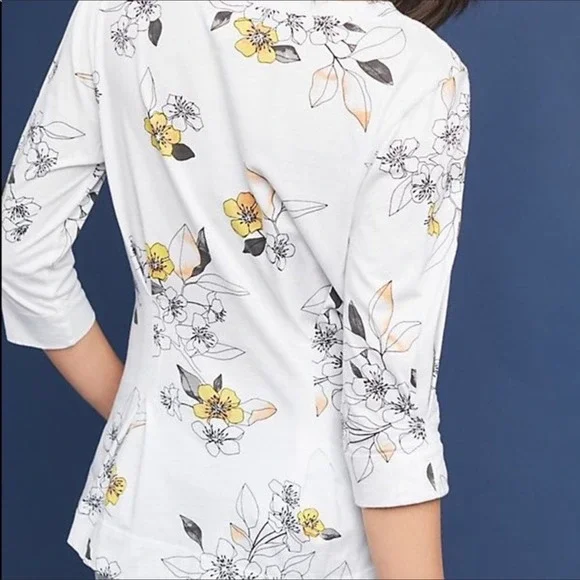 Anthropologie t.la Rooney White Floral Peplum Top - Picture 4 of 9